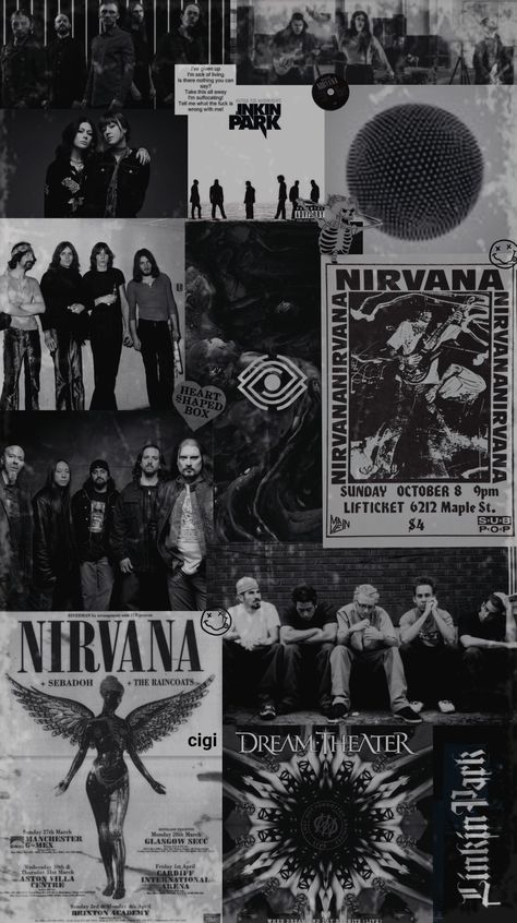 #nirvana #spiritbox #tesseracT #dreamtheater #metal #rock #grunge #aesthetic #wallpaper #bands Metal Rock Aesthetic Wallpaper, Grunge Music Aesthetic Wallpaper, Metal Bands Aesthetic, Metal Head Aesthetic Wallpaper, Grunge Punk Wallpaper, Punk Band Wallpaper, Emo Band Wallpaper, Metal Rock Wallpaper, Nirvana Aesthetic Poster