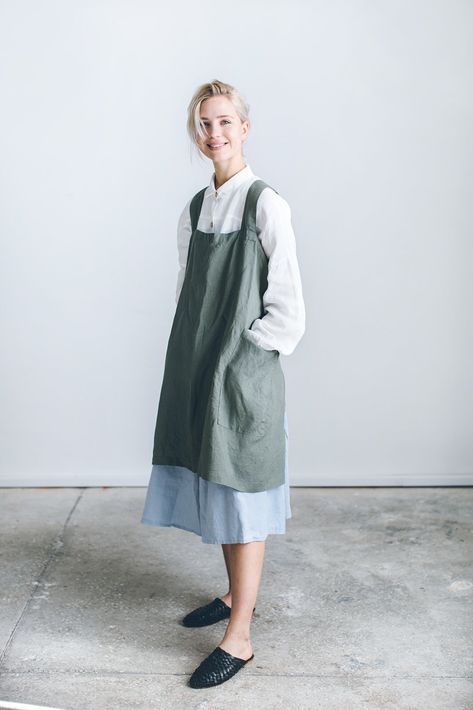 Linen Aprons, Smock Apron, Apron Pinafore, Japanese Apron, Dress Apron, Cross Back Apron, Pinafore Apron, Pinafore Dress, Organic Linens