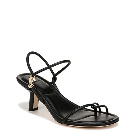 PRICES MAY VARY. Women's strappy sandal Leather upper, lining and sole Molten-inspired hardware Round toe with toe loop 2.75" heel (size 8.5) Womens Strappy Sandals, Heel Caps, Heeled Sandal, Sleek Fashion, Rubber Heels, Gold Leather, Heeled Sandals, Strappy Sandals, Pharmacy Gifts