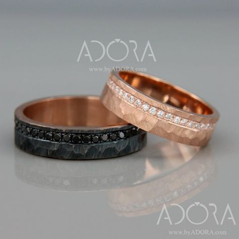 Diamonds Wedding Band, His And Her Wedding Rings, Black Diamond Wedding Bands, His And Hers Rings, 14k Rose Gold Wedding Ring, Peridot Engagement Rings, Rose Gold Wedding Ring, Gold Diamond Wedding Band, Wedding Rings Rose Gold