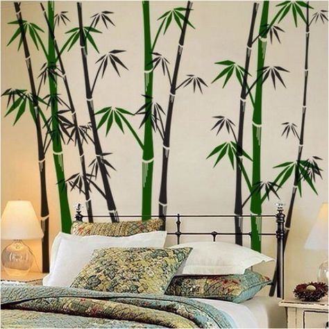 bamboo wall art Bamboo Mural, Black Iron Beds, Bamboo Wall Art, Bamboo Trees, Bedroom Design Inspiration, Kids Bedroom Designs, Texture Wall, Wall Painting Decor, Bamboo Wall