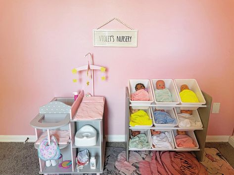 Toddler Room Organization, Doll Nursery, Baby Doll Nursery, Dramatic Play Preschool, Girls Playroom, Toddler Playroom, Kids Playroom Decor, Toddler Girl Room, Girly Room