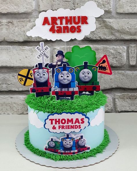 Thomas Cake Design, Simple Thomas The Train Cake, Thomas Train Cake Topper Printable, Birthday Cake Thomas The Train, Thomas Cake Ideas, Tomas And Friends Cake, Thomas And Friends Cake Topper Printable, Thomas And Friends Cake Topper, Train Cake Design