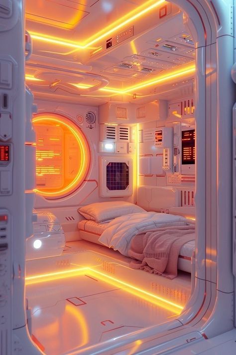 Spaceship Room, Futuristic Houses, Sci Fi Room, Futuristic Bedroom, Animation Blender, Scifi Interior, Teknologi Futuristik, Camera Techniques, 3d Product Animation