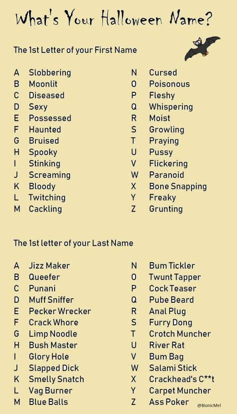 Whats Your Halloween Name Game, Ghost Names Ideas, Halloween Themed Names, What’s Your Halloween Name, Ghost Names List, Creepy Names Ideas, Halloween Username Ideas, Goth Nicknames, Ghost Names