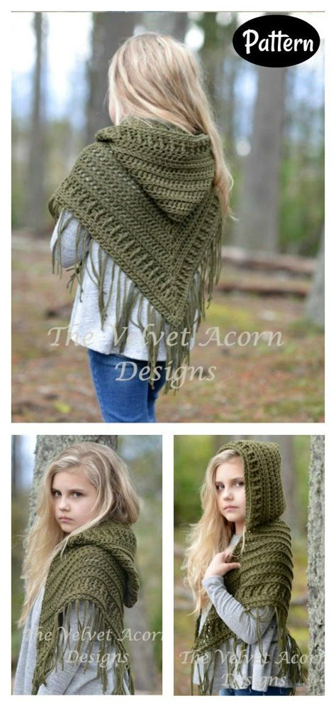 7 Hooded Shawl Free Crochet Pattern and Paid - Page 2 of 2 Childs Hooded Poncho Crochet Pattern Free, Crochet Shawl With Hood Free Pattern, Crochet Hooded Cowl Kids, Crochet Kids Shawl, Kids Poncho Pattern, Hooded Cowl Crochet Pattern, Crochet Hooded Scarf Pattern, Crochet Hooded Cowl, Baby Haken