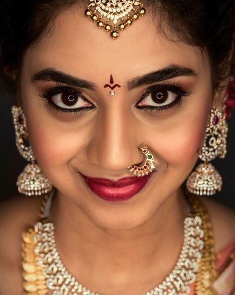 Nose Ring Designs, Bridal Hairstyle Indian Wedding, Makeup Effects, Bridal Nose Ring, Nose Ring Jewelry, Bridal Jewels, Wedding Saree Blouse Designs, Bridal Makeover, Gold Necklace Indian Bridal Jewelry