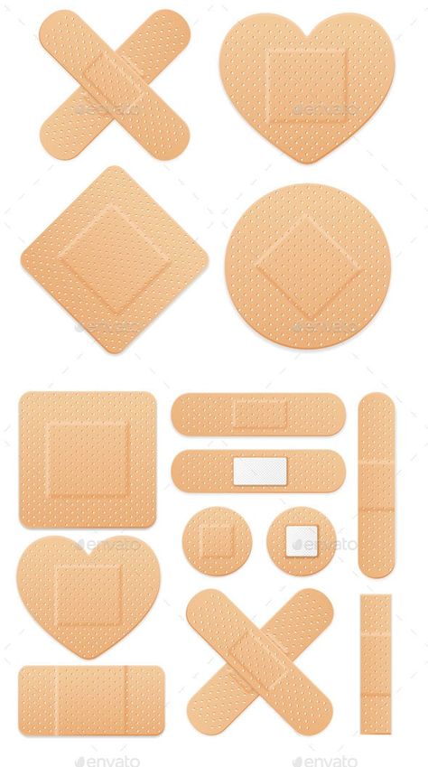 Aid Band Plaster Strip Medical Patch Set by mousemd | GraphicRiver Band Aid Aesthetic Png, Types Of Bandages, Band Aids Aesthetic, Cute Band Aid, Chest Tattoos For Women, Tapeta Pro Iphone, Kid Core, Creative Packaging, Band Aid