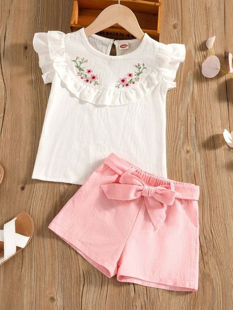 White Baby Girl Dress Stylish Toddler Girl, Night Suit For Women, Frocks For Kids, Cute Cap, Ruffle Trim Top, Kids Summer Fashion, Girl Dress Patterns