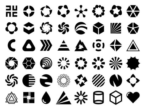 Vector black flat design elements for your logo design. Editable monochrome geometric shapes for unique label, sign, symbol identity design. Badges Ideas, Luxe Logo, Geometric Logo Design, Logo Creator, Geometric Shapes Art, Logo Shapes, Creative Graphics, Logo Style, Youtube Logo