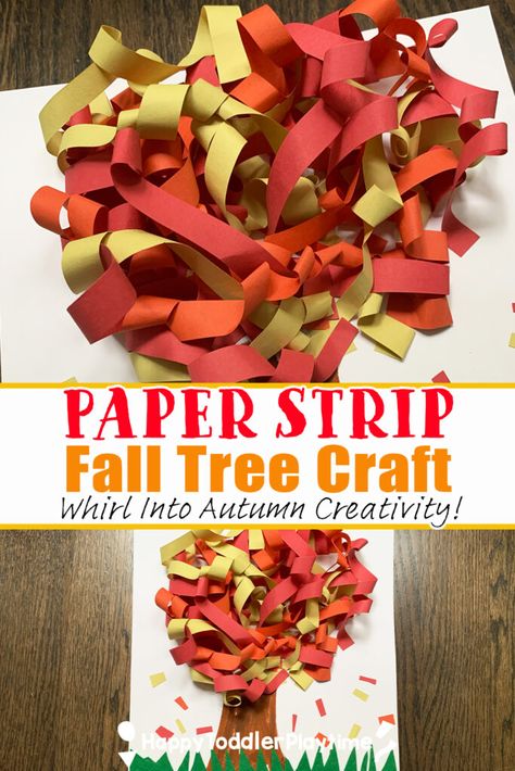 Paper Strip Fall Tree Craft Paper Strip Tree Craft, Twisted Paper Tree, Paper Tree Craft, Tissue Paper Trees, Fall Tree Craft, Fall Crafts For Toddlers, Autumn Paper, Tree Templates, Fall Tree