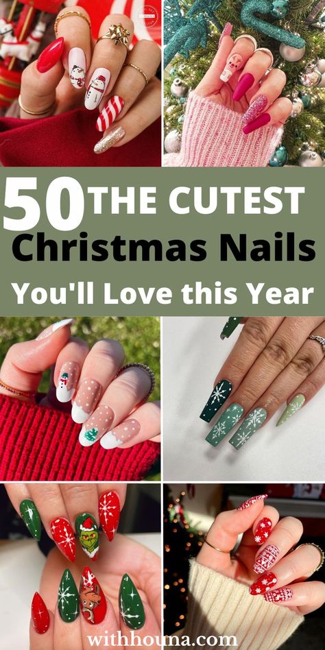 50 The Cutest Christmas Nails You'll Love This Year Winter Christmas Nails, Disney Christmas Nails, Snowman Nails, Festive Nail Designs, Kutek Disney, Snowflake Nail Art, Christmas Manicure, Festive Nail Art, Holiday Nail Designs