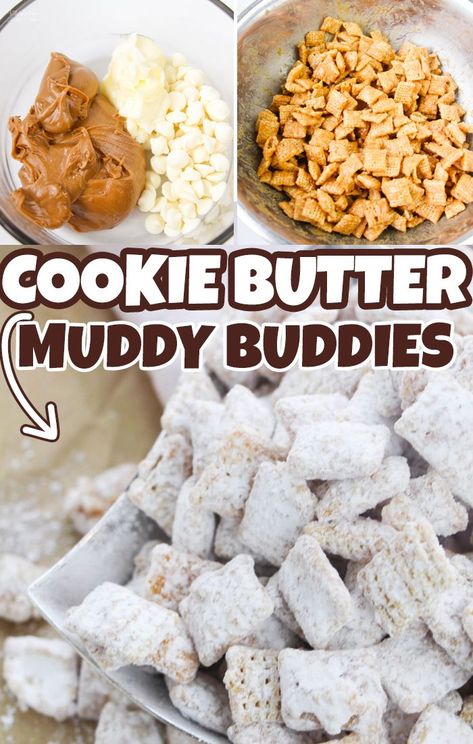 Peppermint Muddy Buddies, Muddy Buddies Without Peanut Butter, Best Muddy Buddy Recipe, Mud Buddies Recipe, Mud Buddies, Chex Snacks, Muddie Buddies, Canna Recipes, Peanut Butter Muddy Buddies