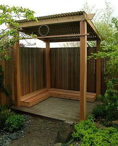 Yoga Space Design, Outdoor Yoga Space, Outdoor Meditation Space, Bbq Shed, Outdoor Meditation, Backyard Canopy, Outdoor Shelters, Meditation Garden, Yoga Space