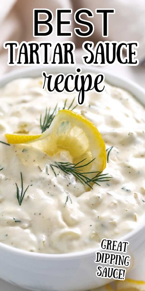 This homemade Tartar Sauce is one of my favorite condiments to make at home. It’s ready in 5 minutes and has all of the classic flavors of store-bought or restaurant tartar sauce using just 7 ingredients! Sauce Recipes | Seafood Recipes | Cooking Recipes | Seafood Sauce | Dill Sauce | Cooking Fish | Homemade Tartar Sauce Easy | Dipping Sauce Recipes | Homemade Tartar Sauce Recipes, Home Made Tartar Sauce, Dill Tartar Sauce Recipe, Homemade Tartar Sauce Easy, Quick Tartar Sauce, Best Tartar Sauce, Tatar Sauce, Dipping Recipes, Best Tartar Sauce Recipe