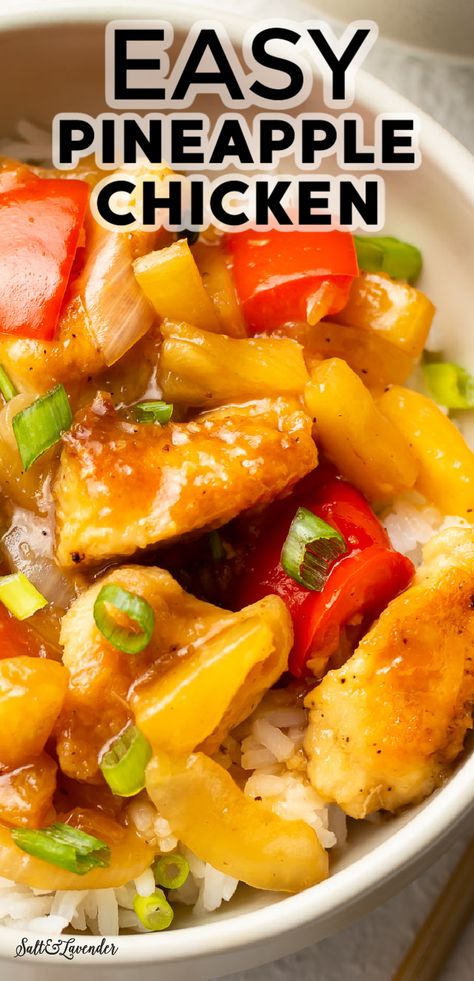 Skip the takeout and make this easy pineapple chicken recipe at home! You'll love the delicious sweet and tangy sauce that perfectly coats the tender chicken and pineapple. Easy Pineapple Chicken, Pineapple Chicken And Rice, Chicken Asian, Hawaiian Chicken Recipes, Pineapple Chicken Recipes, Chinese Cooking Recipes, Pineapple Recipes, Pineapple Chicken, Chicken And Rice