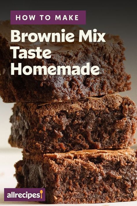 How To Make Boxed Brownies Fudgier, How To Make Brownie Mix Taste Homemade, How To Upgrade Boxed Brownies, Box Brownies Improve, Boxed Brownie Hacks, Boxed Brownies Better, Best Brownie Mix, Brownie Hacks, Boxed Brownie Recipes