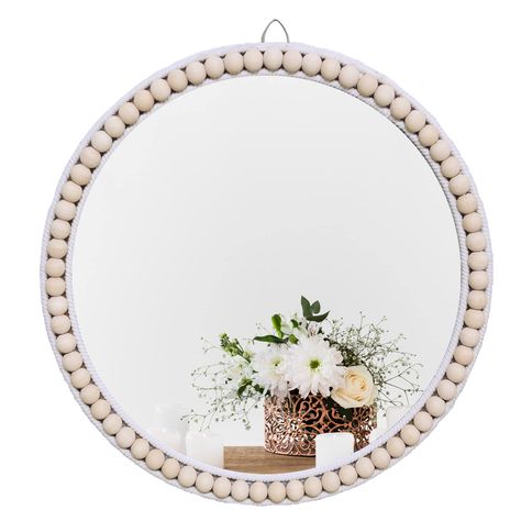 Boho Modern Living Room, Wall Decor For Bathroom, Mirror Circle, Decor For Bathroom, Boho Mirror, Circle Mirror, Mirror Round, Mirror Sign, Hanging Wall Mirror