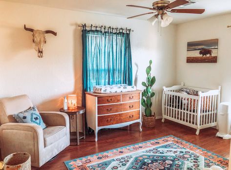 Southwestern Nursery Theme, Old Western Nursery Theme, Western Nursery Dresser, Dessert Themed Nursery, Texas Nursery Theme, Wild West Nursery Theme, Country Boho Nursery, Simple Western Nursery, Gender Neutral Nursery Western