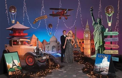 Around The World Prom Theme, Prom Venues, Prom Props, Prom Backdrops, Homecoming Themes, Around The World Theme, Prom Themes, Dance Themes, Prom Decor