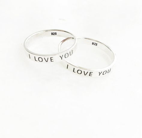 4mm Wide I LOVE YOU Engraving Band Ring, Flat Band Ring, Promise Ring, LOVE Band, Summer Love Ring, Gift for Her/Him - 925 Sterling Silver Happy New Year Gift, Love Band, Summer Love, Ring Promise, Art Deco Jewelry, Love Ring, Summer Of Love, New Year Gifts, Promise Ring