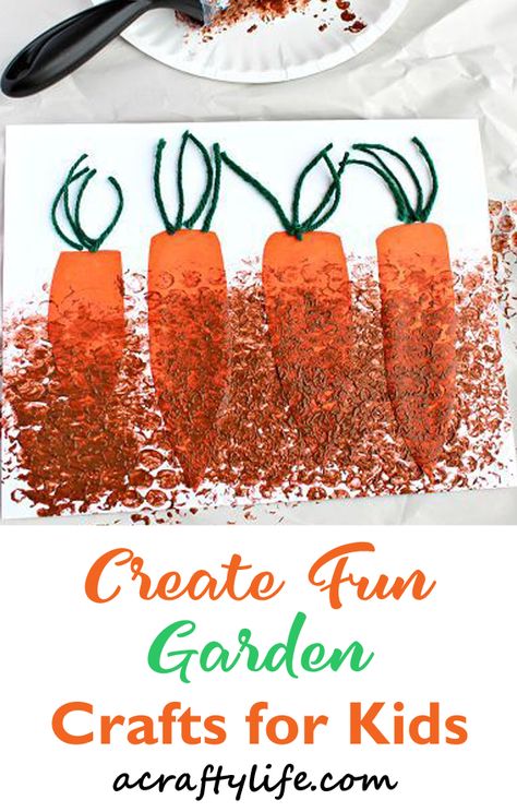 carrot garden craft for kids - garden craft for kids - spring craft - acraftylife.com #preschool #craftsforkids #crafts #kidscraft Kids Craft Box, Carrot Gardening, Garden Crafts For Kids, Preschool Garden, Spring Art Projects, Garden Activities, Thanksgiving Art, How To Teach Kids, Spring Crafts For Kids