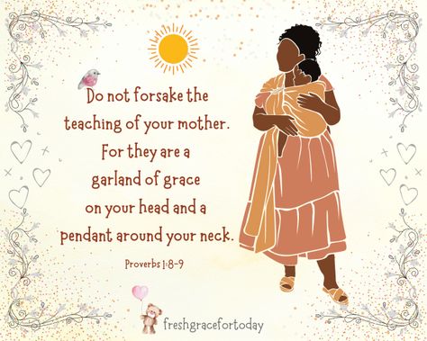 Join us at freshgracefortoday.com for "32 Encouraging Bible Verses for Mother's Day | With Printable Graphics." Bible Mothers Day Quotes, Inspirational Mother's Day Quotes, Mothers Bible Quotes, Bible Verse For Mom From Daughter, Mother Day Scripture, Bible Verse On Mother's Day, Bible Verse For Mother And Daughter, Scriptures About Mothers, Mother’s Day Scripture Image