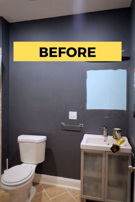 Looking for a way to makeover that boring wall behind the toilet? Check out this cheap and easy way to decorate your small guest bathroom. #diy #bathroom #wall Diy Bathroom Wall Decor, Diy Decor Easy, Bathroom Diy Decor, Behind Toilet, Easy Diy Bathroom, Bathroom Wall Decor Diy, Guest Bathroom Small, Bathroom Accent Wall, Bathroom Accents