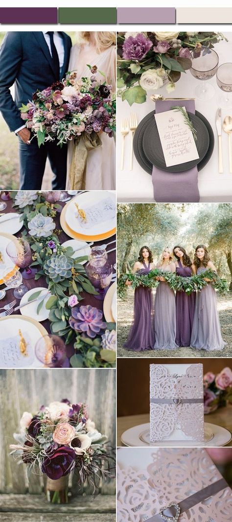 Lavender Wedding Centerpieces, Lavender Wedding Decorations, Lavender Centerpieces, Wedding Color Schemes Summer, Purple And Green Wedding, Wedding Color Palettes, Fall Purple, Fall Wedding Color Palette, Wedding Colors Purple