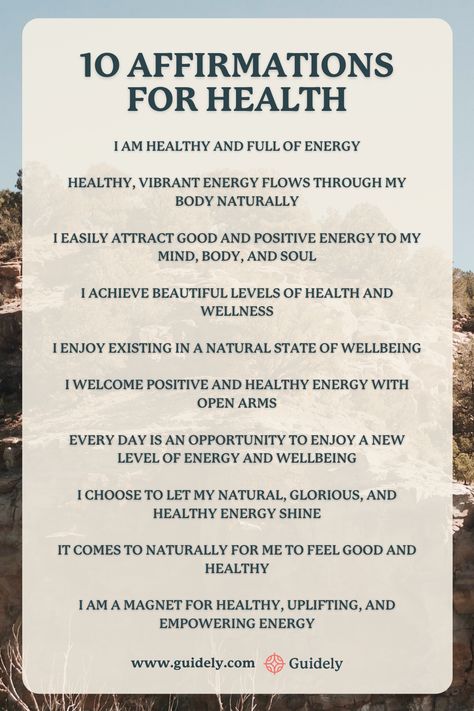 Affirmation Ideas, Affirmations For Health, 10 Affirmations, Positive Mantras, Healthy Happy Life, Affirmations Positive, Health Affirmations, Healing Affirmations, Affirmations For Kids