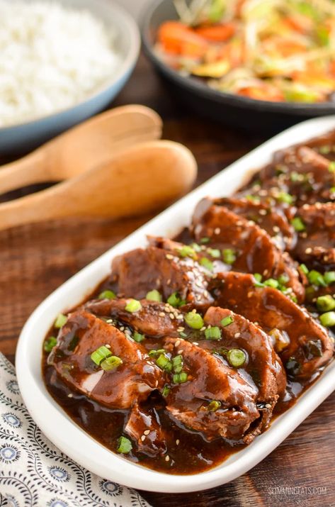 Pork Fillet Recipes, Teriyaki Pork Tenderloin, Cooking Pork Tenderloin, Teriyaki Pork, Pork Fillet, Tenderloin Recipes, Pork Tenderloin Recipes, Stuffed Pork Tenderloin, Slow Cooker Pork