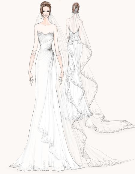 Angelina Jolie Wedding Dress, Bridal Illustration, Tight Wedding Dress, Designer Sketches, Wedding Dress Illustrations, Wedding Dress Sketches, Angel Sanchez, Dress Illustration, Design Moda