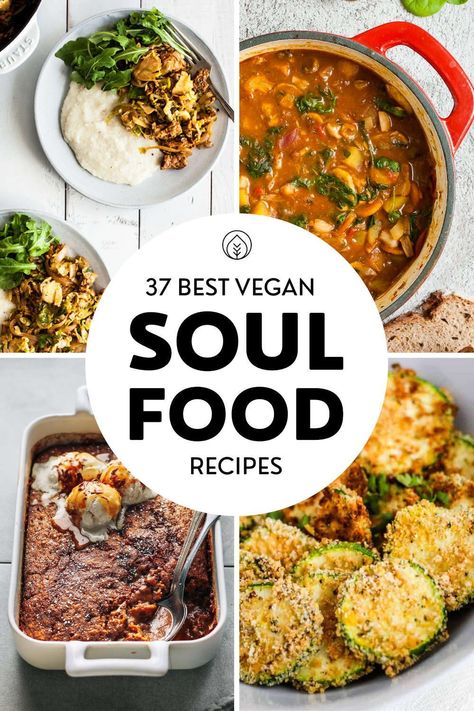 Looking for some tasty vegan Southern food like mac and cheese, vegan fried chicken or biscuits? These vegan soul food recipes are fully plant-based and cover meals including snacks, dinners and desserts. Find easy recipes made with collard greens, sweet potato, black-eyed peas, okra, yams, tomatoes and more in this hand-selected roundup! Healthy eating was never so delicious and these best comfort food ideas are all super family-friends and perfect for vegan beginners. Vegan Soul Food Recipes, Comfort Food Ideas, Soul Food Recipes, Vegan Fried Chicken, Vegan Soul Food, Cheese Vegan, Super Family, Daniel Fast, Southern Food