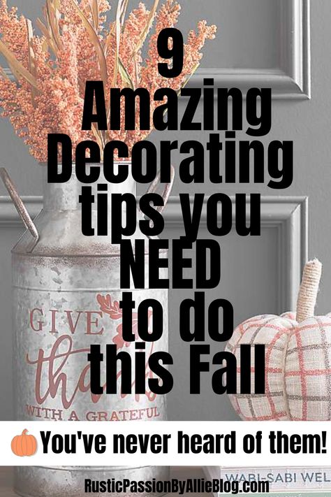 Do you love plaid decor, or autumn pumpkin fall decor? You will find the cutest farmhouse fall decor in this blog post. I'll give you 9 amazing tips you need to do when decorating this fall season. Whether you are looking to decorate your fall porch or living room wall decor you'll get tons of fall inspiration here. I'll show you how to create a cozy home using interior design and decorating. #falldecor #fall #falldiy #diydecor #diy #fallhomedecor #farmhouse #farmhousehomedecor #farmhousedecor Fall Bedroom Ideas, Cozy Fall Bedroom, Create A Cozy Home, Fall Cottage, Fall Pumpkin Crafts, Farmhouse Style Living Room, Fall Accents, Cottage Aesthetic, Fall Living Room