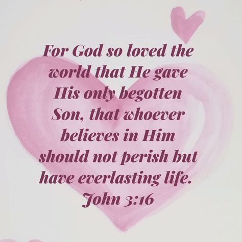 John 3:16 Valentine, Pink Christian, Faith Journey, John 3 16, Everlasting Life, John 3:16, For God So Loved The World, Christian Bible Verses, John 3