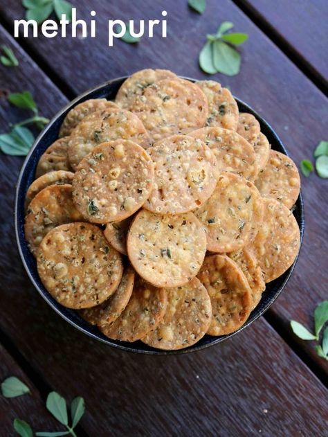 methi puri recipe | how to make methi puri | methi poori | methi ki puri Methi Puri Recipe, Methi Recipes, Puri Recipe, Fried Bread, Puri Recipes, Dry Snacks, Fenugreek Leaves, Chaat Recipe, Healthy Lunches