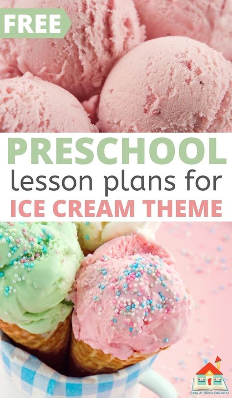 Ice Cream Preschool Activities, Ice Cream Preschool, Preschool Popsicle, Free Preschool Lesson Plans, Ice Cream Science, Lesson Plans For Preschool, Cooked Playdough, Ice Cream Kids, Ice Cream Crafts