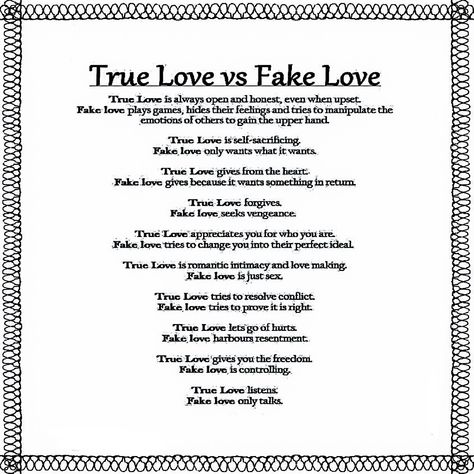 True Love vs Fake Love True Love Vs Fake Love, Fake Love, Real Love, True Love, Me Quotes, Feelings, Quotes