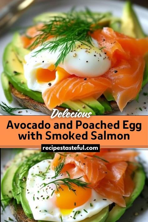 A nutritious and visually appealing dish perfect for breakfast or brunch, featuring creamy avocado, protein-rich poached eggs, and flavorful smoked salmon. Healthy Salmon Breakfast, Salmon And Eggs Breakfast, Salmon Breakfast Ideas, Poached Eggs And Salmon, Smoked Salmon Egg Recipes, Breakfast With Smoked Salmon, Smoked Salmon Breakfast Recipes, Breakfast Salmon, Smoked Salmon And Eggs Breakfast