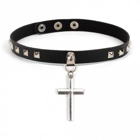 Punk Cross Leather Collar Personality Exaggerated Choker Rivet Necklace Collar Cross Choker Necklace, Neo Gothic, Black Leather Choker, Gothic Pendant, Cross Choker, Gothic Chokers, Leather Choker Necklace, Choker Collar Necklace, Black Choker Necklace