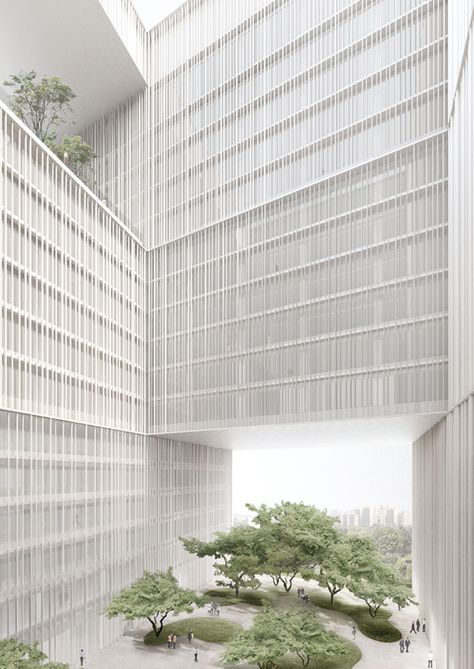 david chipperfield amorepacific headquarters apma seoul korea David Chipperfield Architects, David Chipperfield, Amore Pacific, Green Architecture, Architecture Rendering, Building Facade, Space Architecture, Facade Architecture, Architecture Visualization