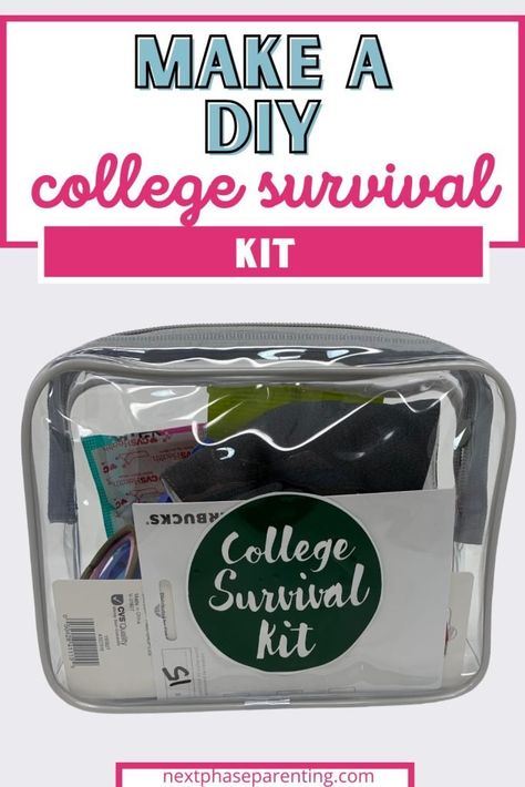 College Survival Kit - Next Phase Parenting College Survival Kit Gift, Freshmen Year Survival Kit, Graduation Survival Kit, College Gift Baskets, Student Survival Kits, Survival Kit Items, College Survival Kit, College Items, College Parents