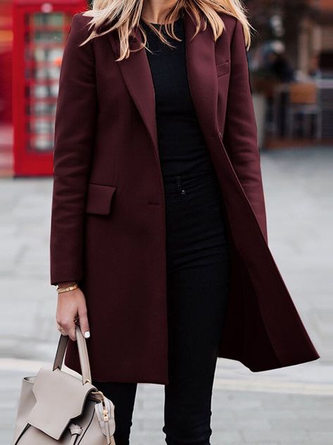 Long Sleeve Coat For Women Work Coat, Look Formal, Coat For Women, Wrap Coat, Office Business, Solid Clothes, Crop Top Blouse, Belleza Natural, Piece Dress