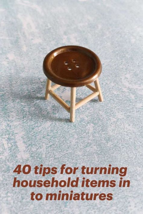 Create stunning dollhouse miniatures on a budget by transforming these 40 household items into decorative pieces. Skewer Sticks, Dollhouse Miniature Tutorials, Miniature Chair, Cute Video, Doll Furniture Diy, Diy Doll Miniatures, Fairy Furniture, Mini Doll House, Doll House Plans