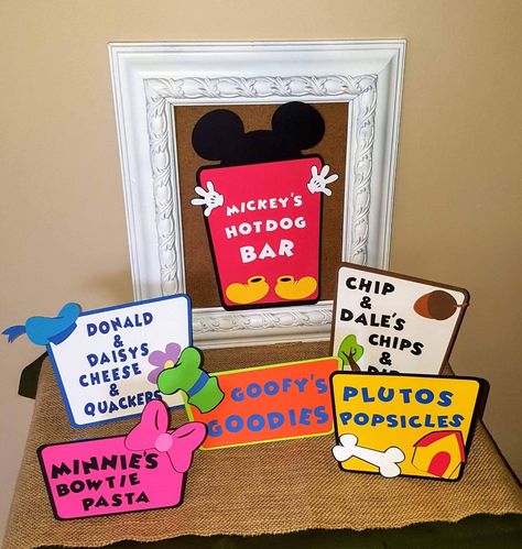 First Birthday Boy Mickey Mouse, Mickey Mouse Birthday Party Food, Party Food Signs, Mickey First Birthday, Mickey 1st Birthdays, Mickey Mouse Bday, Twodles Birthday, Mickey Mouse Themed Birthday Party, Mickey Mouse Cupcakes