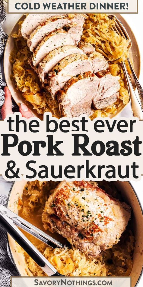 Pork Roast With Sauerkraut, Pork And Sauerkraut Recipe, Pork Roast And Sauerkraut, Pork And Sauerkraut, Apple Pork Tenderloin, Neuer Wallpaper, Sauerkraut Recipe, Baked Ribs, Pork Roast Recipes