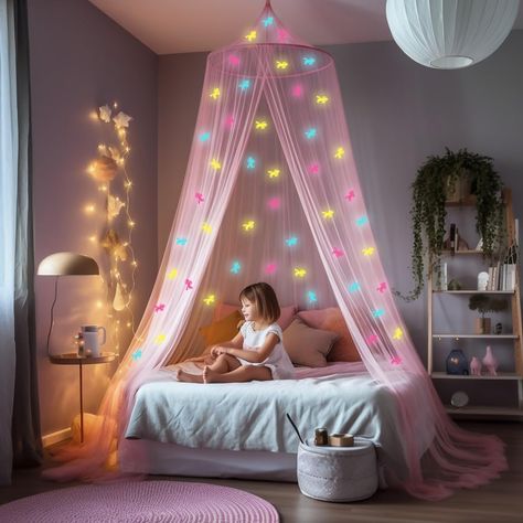 Net Room, Bedroom Tent, Pink Canopy, Girls Bed, Bed Hanging, Galaxy Lights, Mosquito Net, Canopy Bed, Baby Bedroom