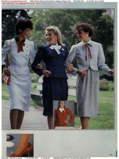 1984 Sears Spring Summer Catalog, Page 145 - Catalogs & Wishbooks Jcpenney Christmas Catalog, 80s Suit, 1980 Fashion, Women In Tie, Sears Catalog, Neckwear Women, Smart Outfit, Smart Women, Christmas Catalogs