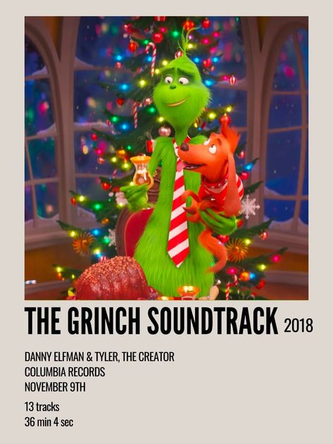 minimal aesthetic holiday polaroid christmas album poster for dr. seuss the grinch soundtrack by danny elfman and tyler, the creator The Grinch Movie Poster, Polaroid Christmas, The Grinch 2018, Grinch 2018, Grinch Movie, Christmas Movies List, Dr Seuss The Grinch, Dr Seuss Grinch, The Grinch Movie