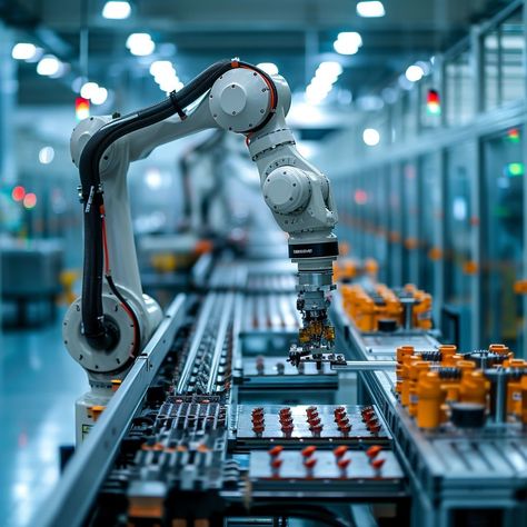 #AutomatedProductionArm: A #roboticarm precisely operates on a #manufacturing #assemblyline in an #industrialautomation setting. #robotics #automation #industry #technology #aiart #aiphoto #stockcake ⬇️ Download and 📝 Prompt 👉 https://stockcake.com/i/automated-production-arm_319400_476851 Cool Robots Technology, Industry 4.0, Robotics Aesthetic, Robotics Lab, Gin Anime, John Jones, Robotic Automation, Arm Work, Mechanical Arm